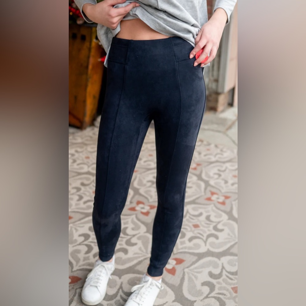 Spanx Faux Velvet Leggings Classic Navy NWT Size XL